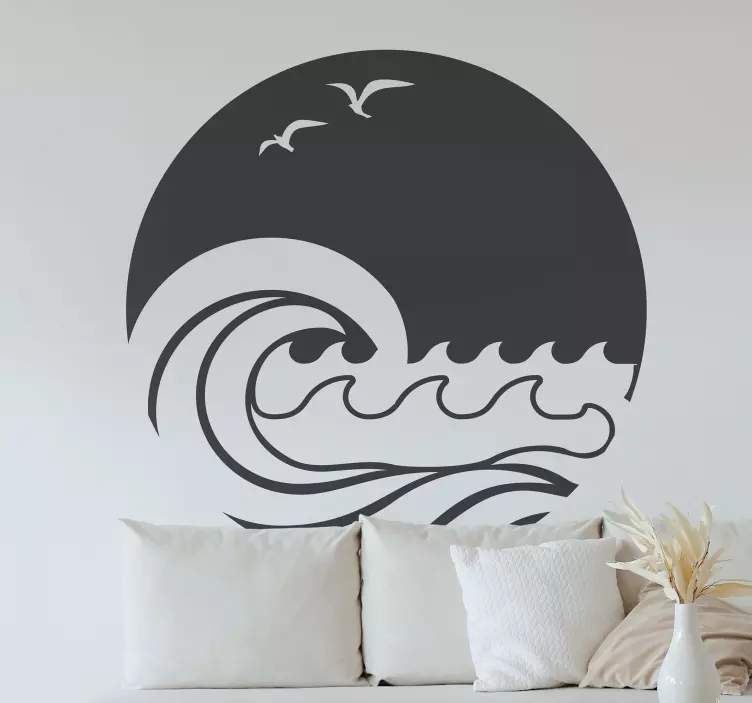 Location sticker ocean wave silhouette - TenStickers