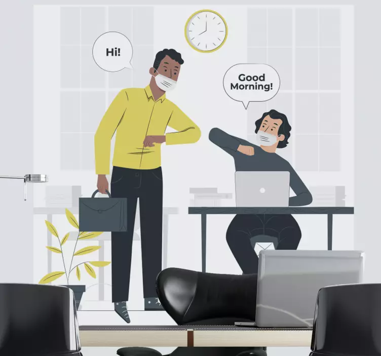 Location sticker office morning greetings - TenStickers