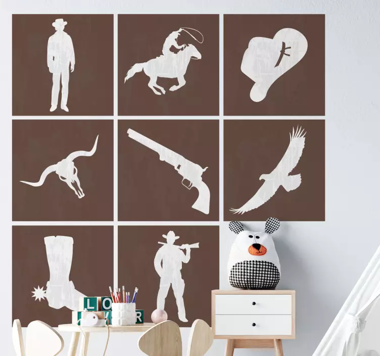 Location sticker with western themed silhouettes - TenStickers