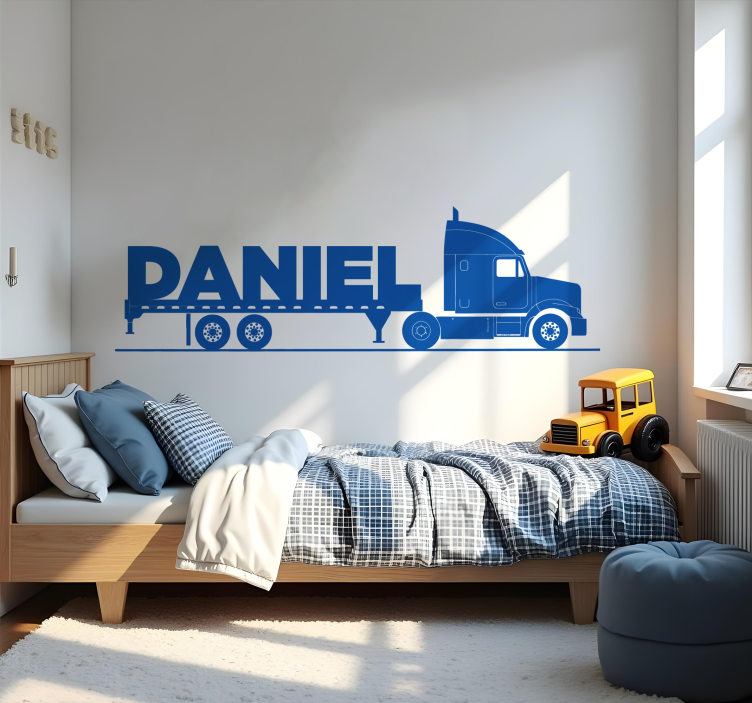 long truck with name toy sticker - TenStickers