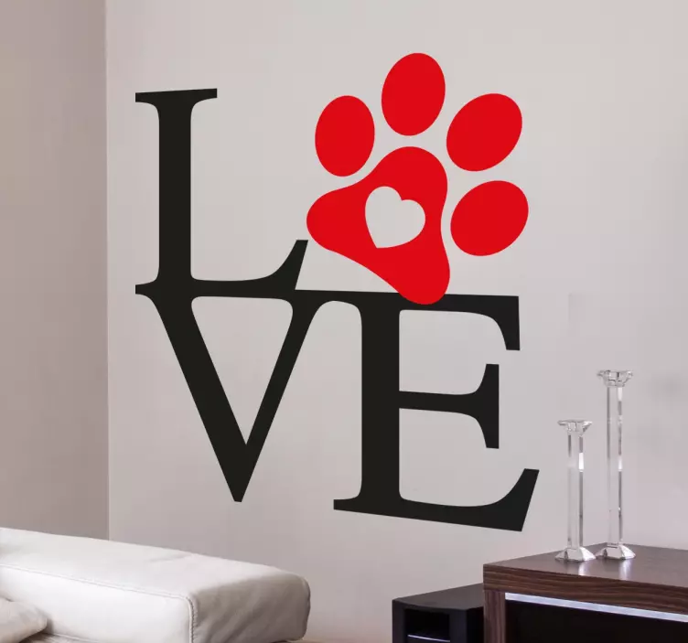 Love Paw Wall Sticker - TenStickers