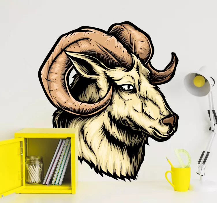 Majestic Ram Head farm animal wall sticker - TenStickers