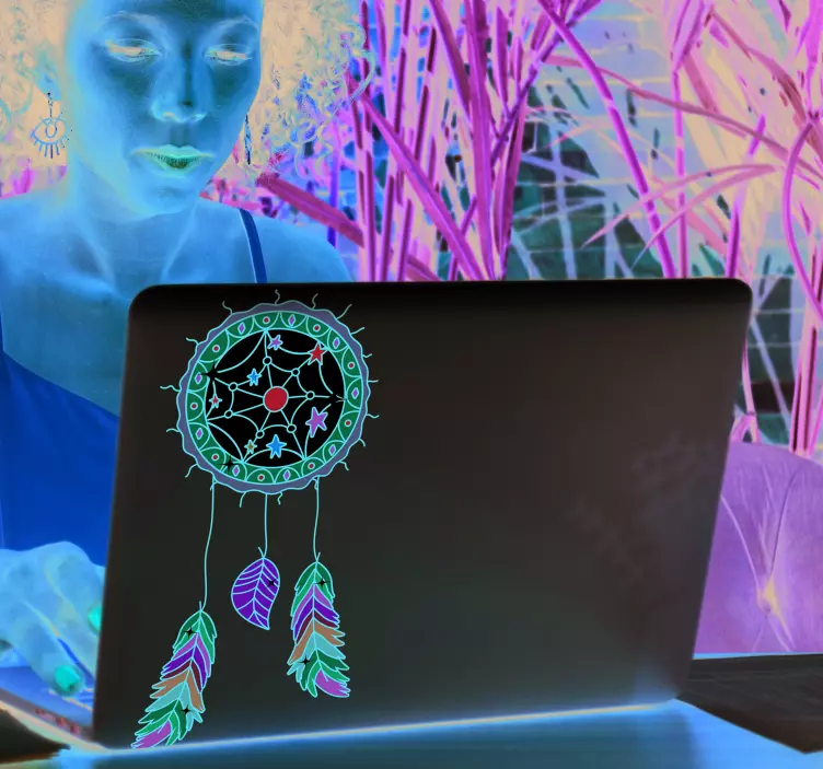 Mandala dream catcher laptop sticker - TenStickers