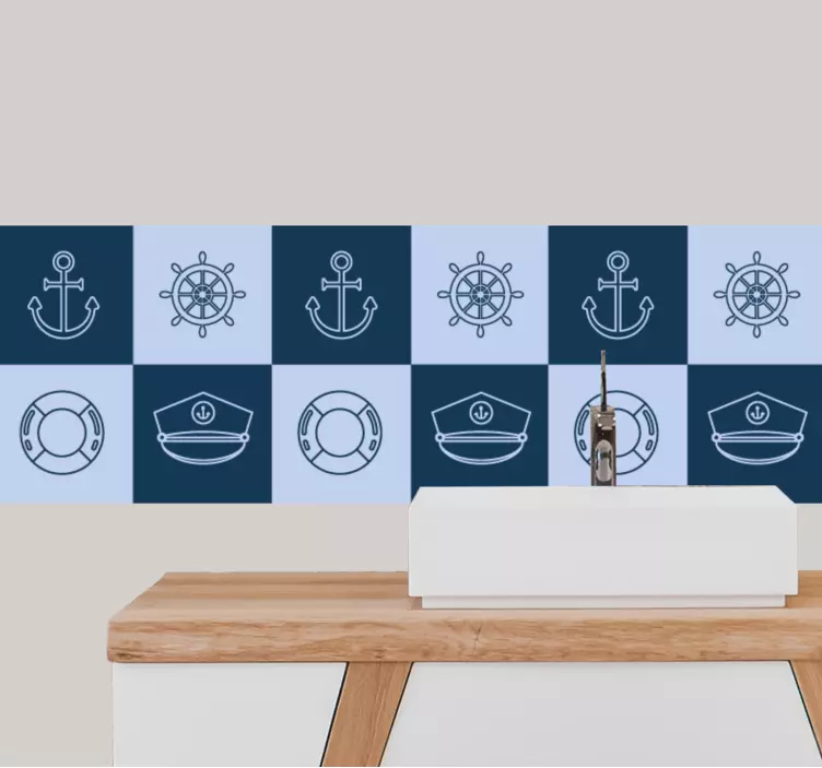 Maritime symbols tile sticker - TenStickers