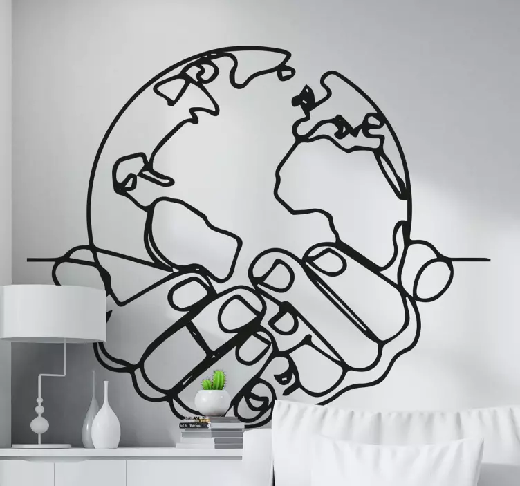 Minimalist Earth world map wall sticker - TenStickers