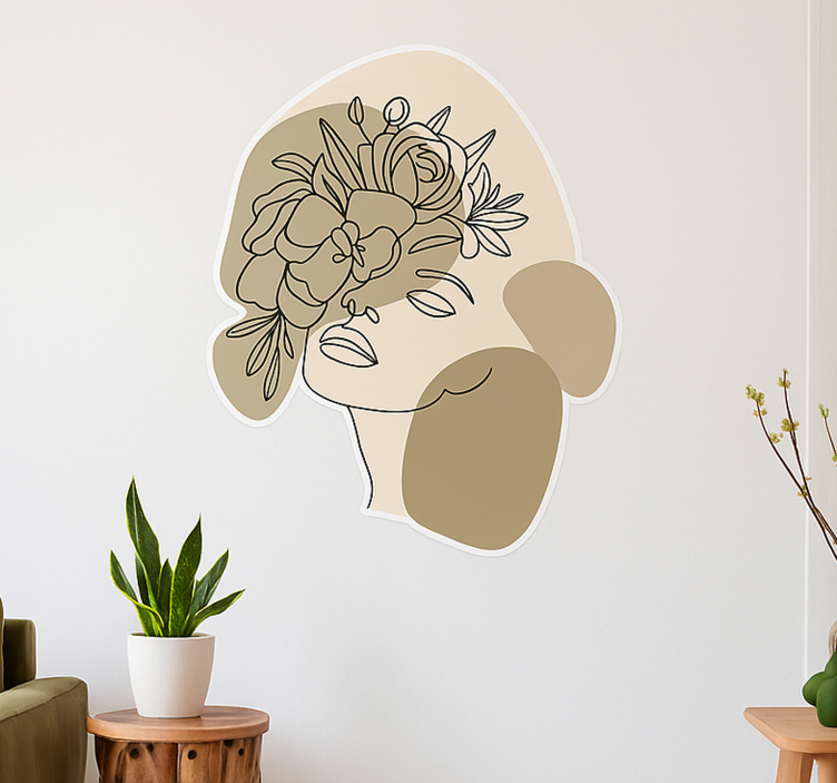 Minimalist face design living room wall sticker - TenStickers