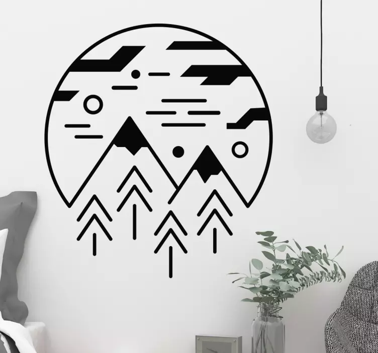 minimalist mountains wall sticker - TenStickers