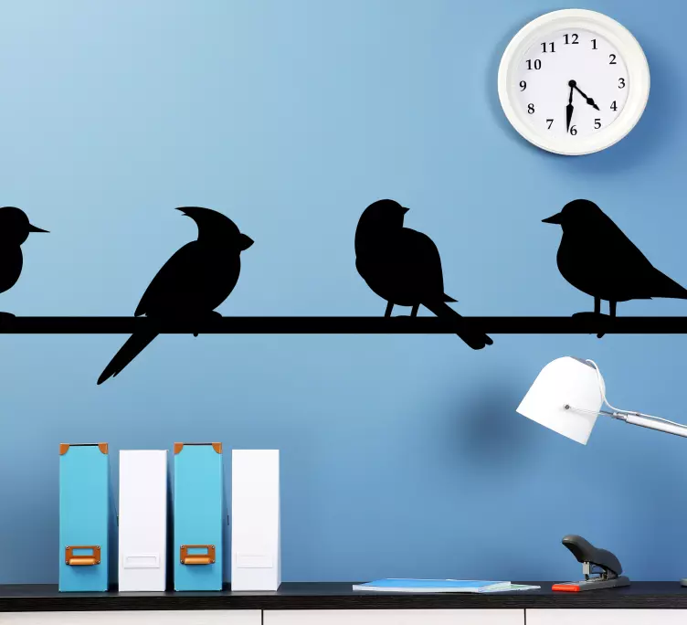 Monocolor birds standing on a line border decal - TenStickers