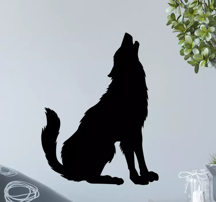 Monocolor wolve howling wild animal decal - TenStickers