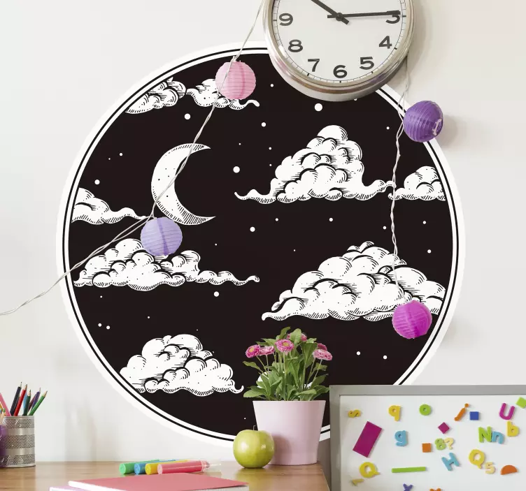 Moonlit Cloud Scene nature wall sticker - TenStickers