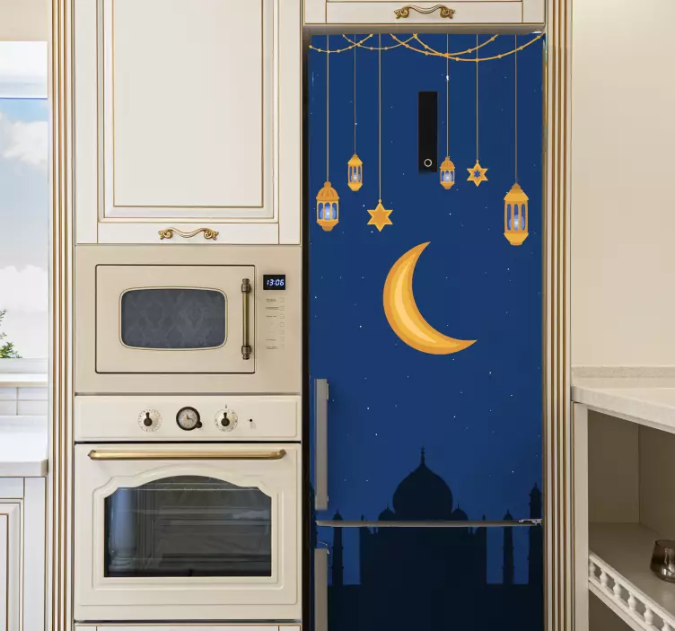 Mosque at night time fridge sticker - TenStickers