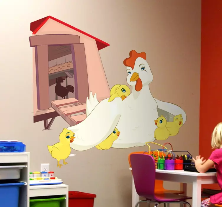 Mother Hen and Chicks Sticker - TenStickers