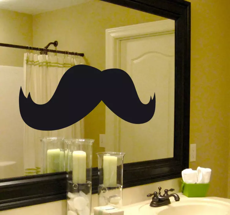 Moustache silhouette bathroom mirror sticker - TenStickers