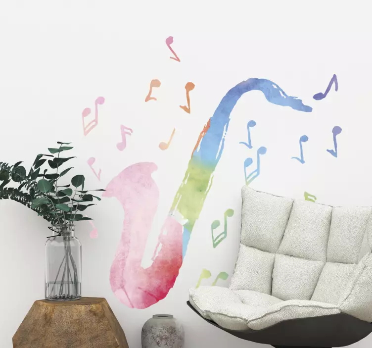 Multicolour saxophone jazz and blues sticker - TenStickers