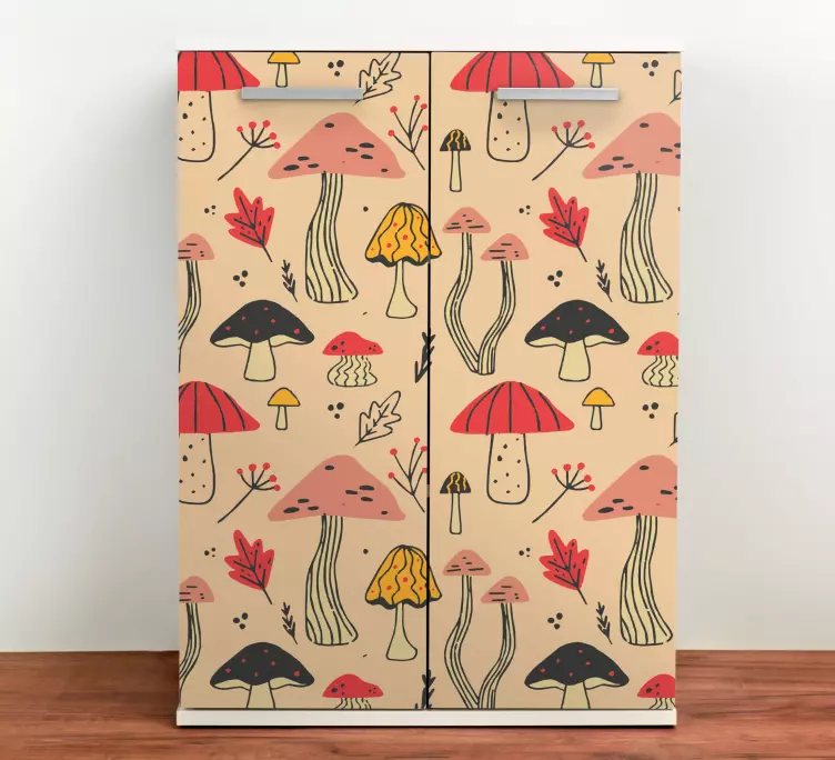 Mushroom pattern floral furniture sticker - TenStickers
