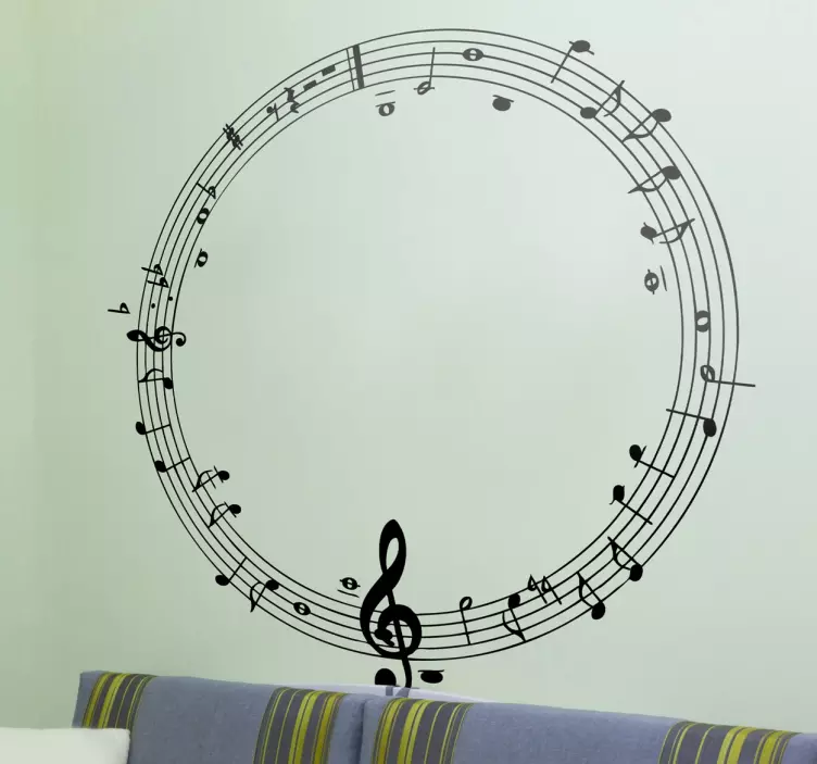 Musical Notes Circle Decorative Decal - TenStickers