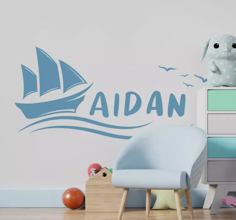 Named sailboat nautical wall sticker - TenStickers
