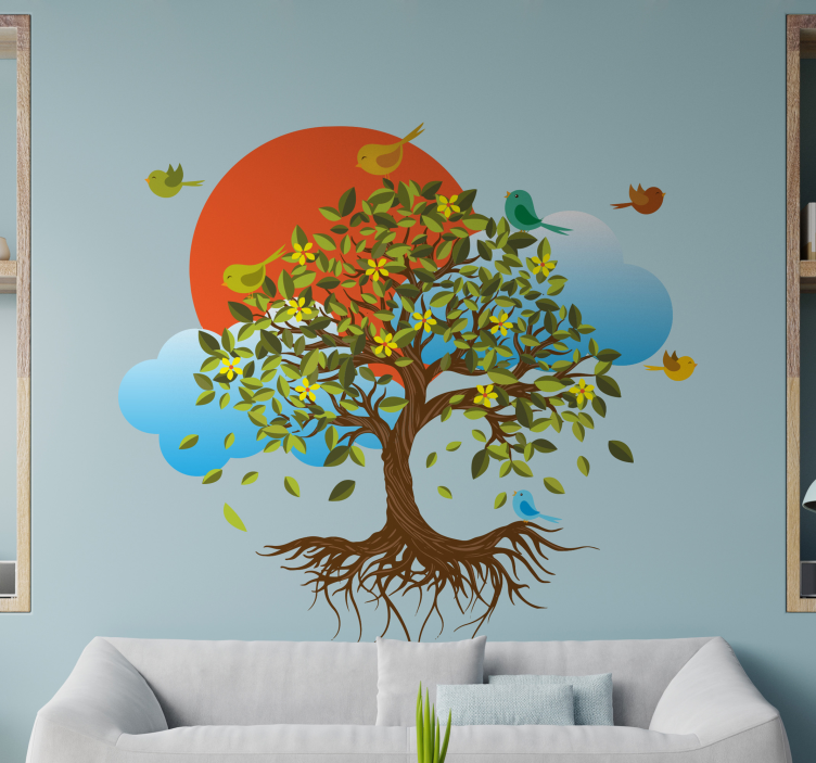 Nature wall sticker bird life on a tree - TenStickers