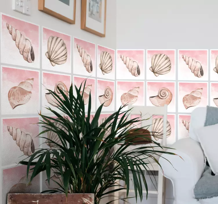 Nature wall sticker seashell watercolor art - TenStickers