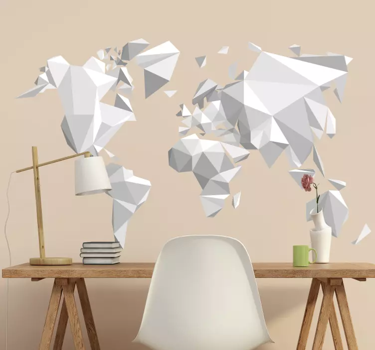 Origami World Map Wall Mural - TenStickers