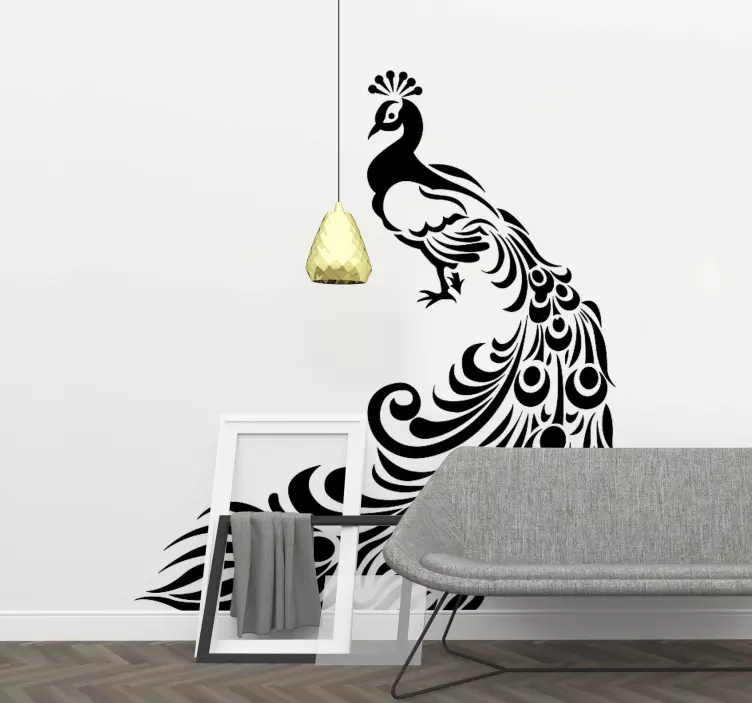 Ornamental peacock bird wall decal - TenStickers