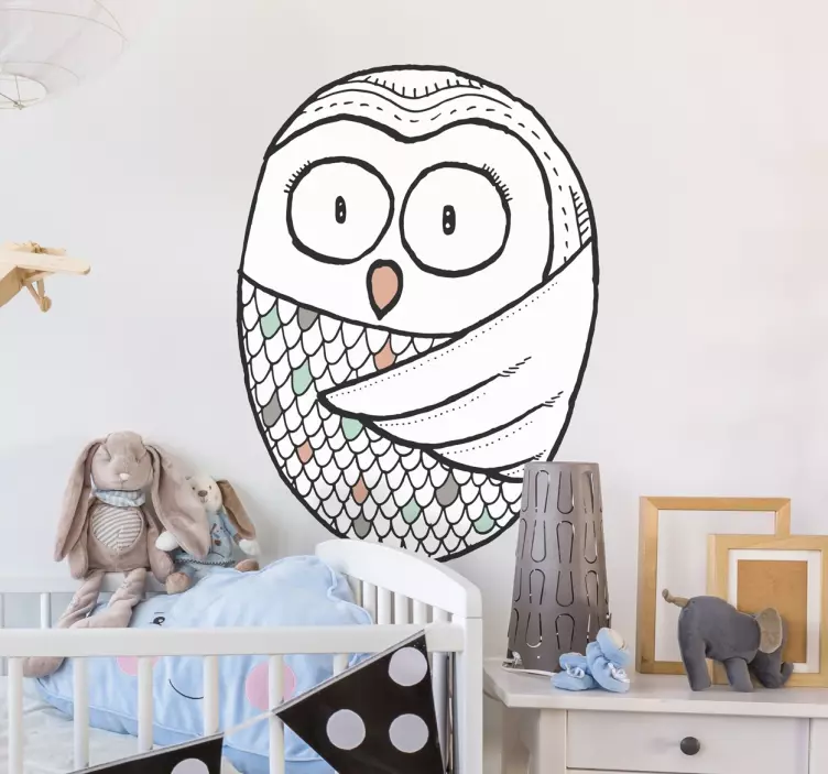 Owl Illustration Sticker - TenStickers