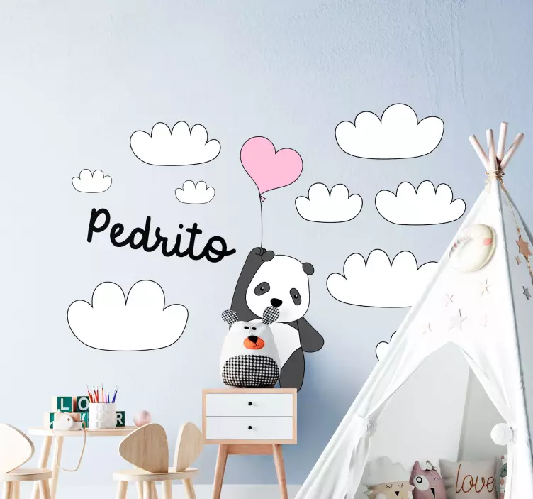 Panda with Balloon wall stickers for kid - TenStickers