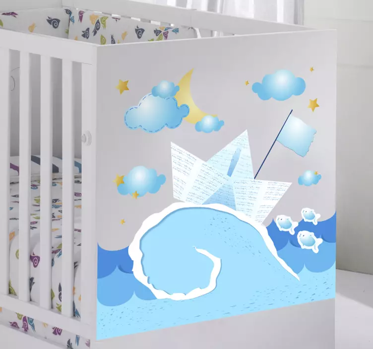 Paper Boat Kids Sticker - TenStickers