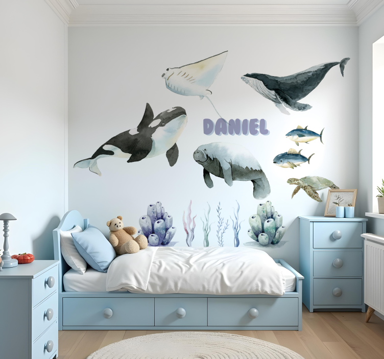 Pastel ocean scene wall sticker - TenStickers