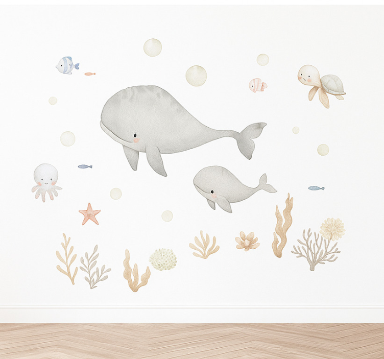 Pastel sea animals illustration sticker - TenStickers