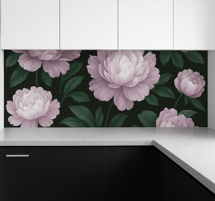 Peony Pattern kitchen wall sticker - TenStickers