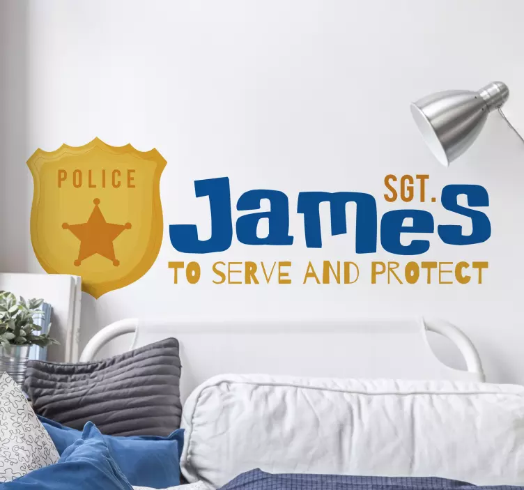Personalised Police Badge Wall Sticker - TenStickers