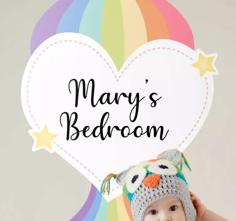 Personalised Rainbow hearts wall sticker - TenStickers