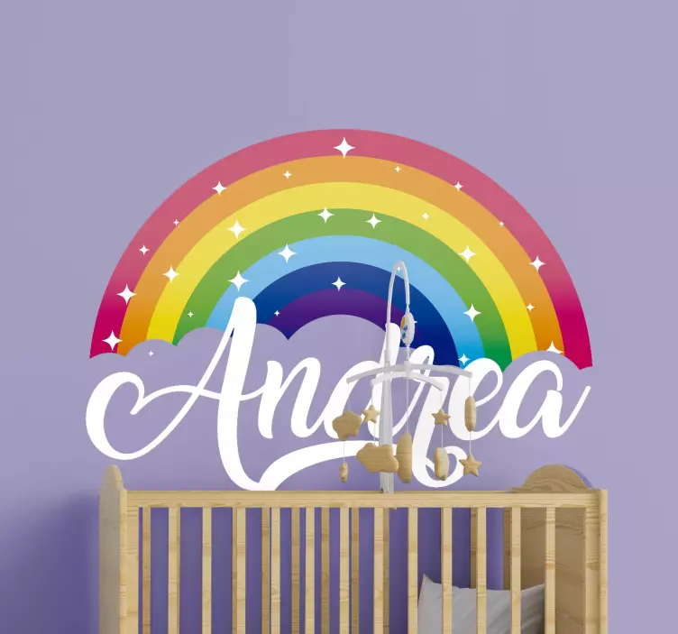 Personalised Sparkly Rainbow Childrens Sticker - TenStickers