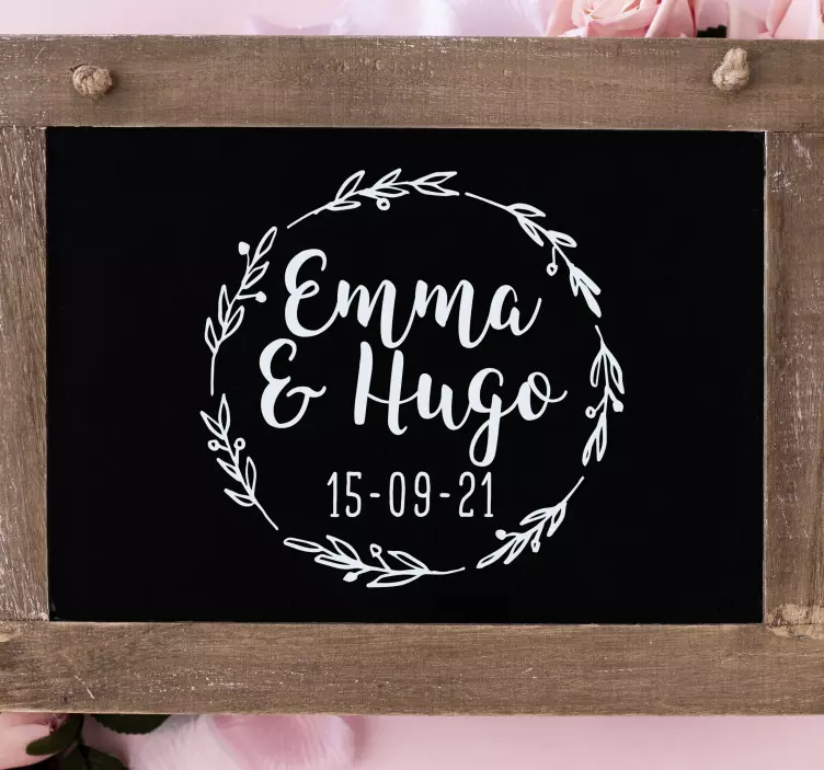 personalised wedding laurel wedding sticker - TenStickers