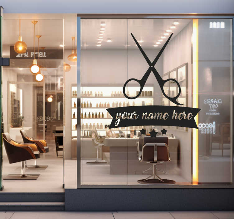 personalized hair salon shop window sticker - TenStickers