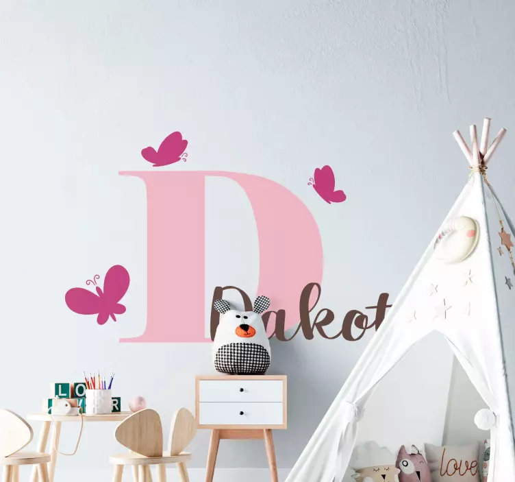 Personalized Pink Butterfly Design wall stickers for kid - TenStickers