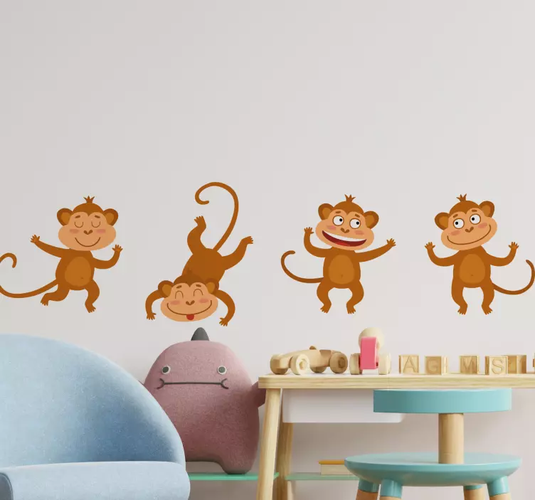 Pet wall art playful monkey characters - TenStickers