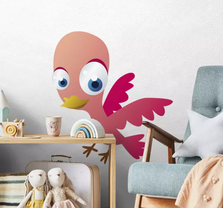 Pink Bird Kid Sticker - TenStickers