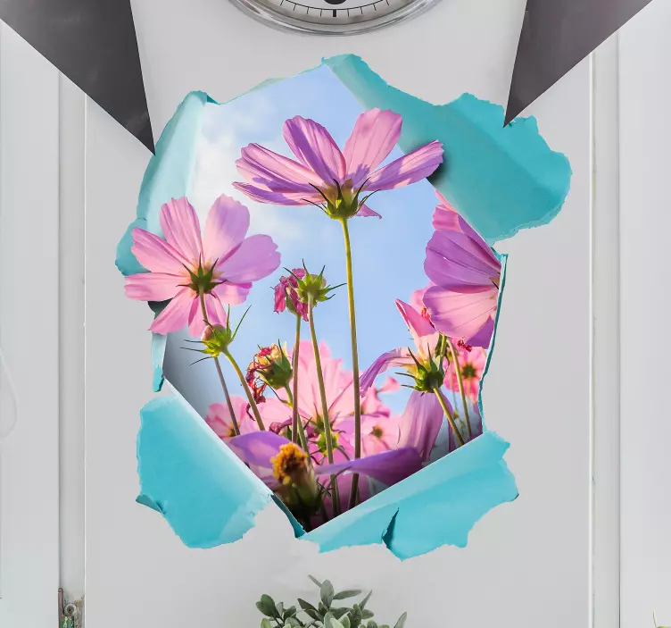 Pink Floral Burst flower wall sticker - TenStickers