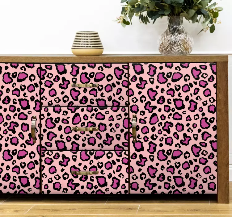 Pink leopard motif object sticker - TenStickers