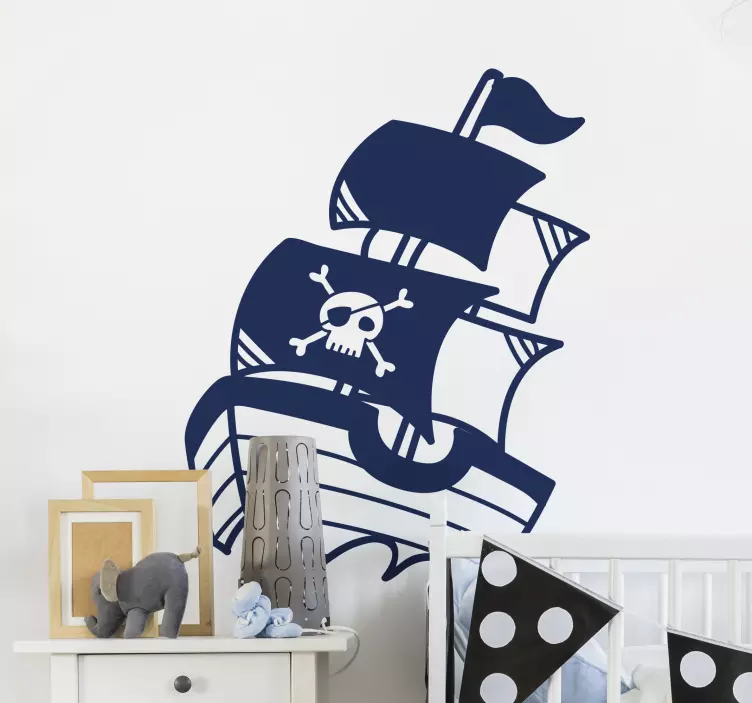 Pirate ship with skulls illustration sticker - TenStickers
