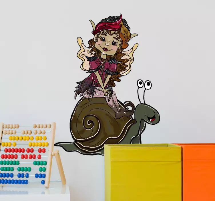 Pixie On Snail Sticker - TenStickers