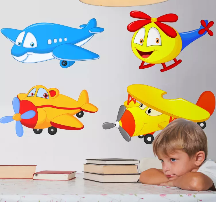 Planes and helicopters with faces  decal - TenStickers