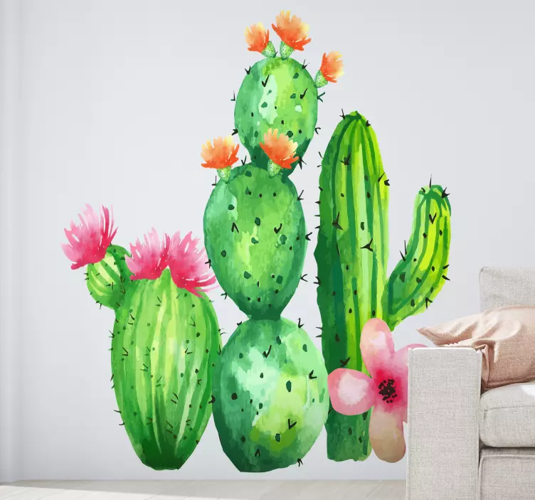 Plant sticker cactus floral arrangement - TenStickers