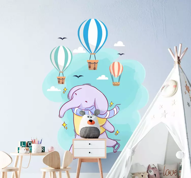 Playful Elephant Adventure wall stickers for kid - TenStickers