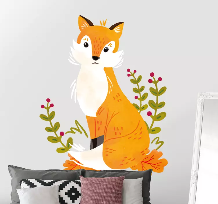Playful orange fox wall sticker - TenStickers