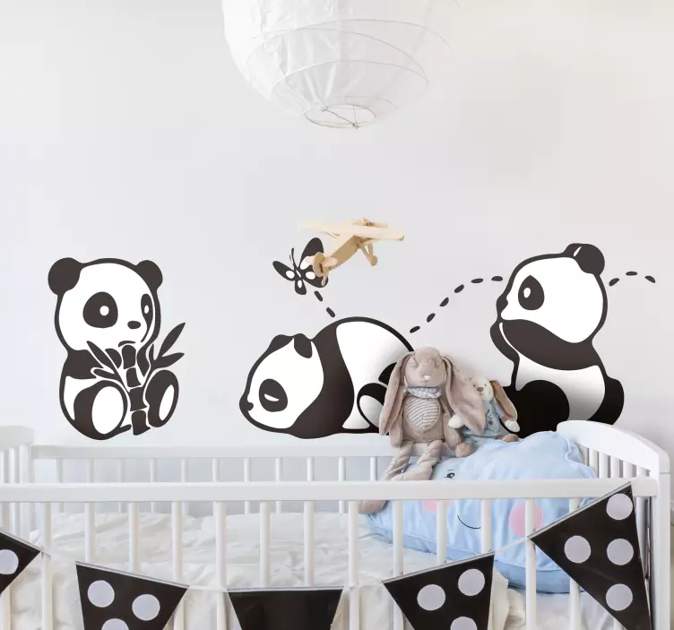 Playful Panda Family wall stickers for kid - TenStickers