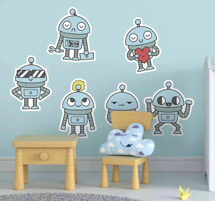 Playful Robot Characters wall stickers for kid - TenStickers