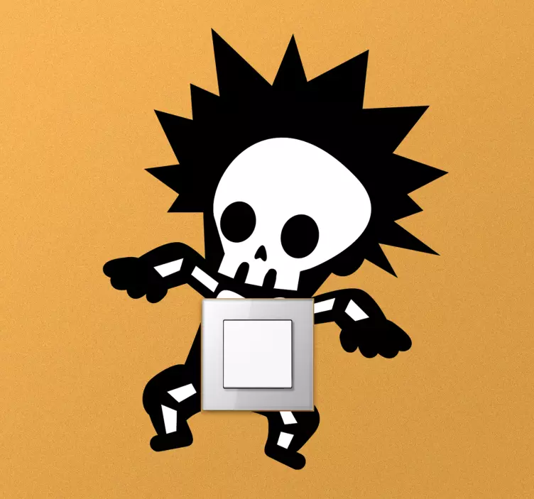 Playful Skull Character light switch sticker - TenStickers